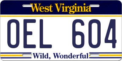 WV license plate OEL604