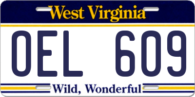 WV license plate OEL609