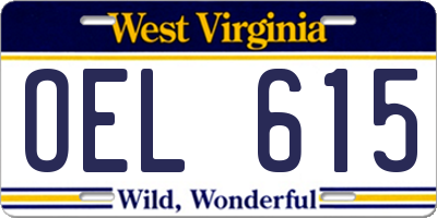 WV license plate OEL615