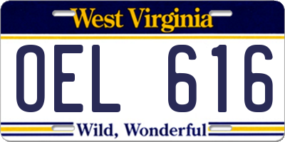 WV license plate OEL616