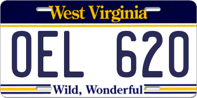 WV license plate OEL620
