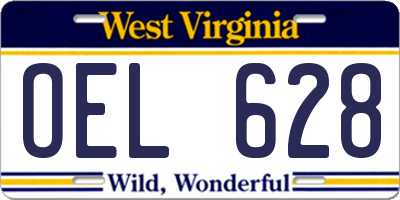WV license plate OEL628