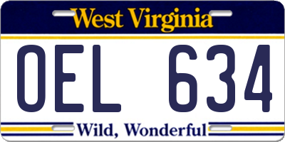 WV license plate OEL634