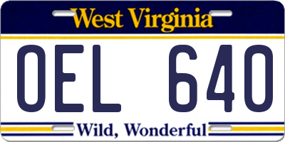 WV license plate OEL640