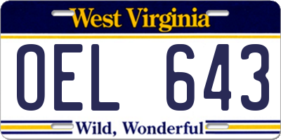 WV license plate OEL643