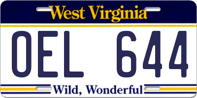 WV license plate OEL644