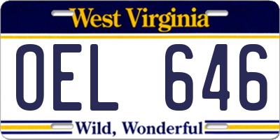 WV license plate OEL646