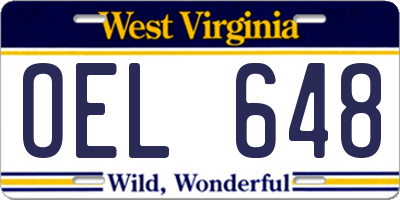 WV license plate OEL648