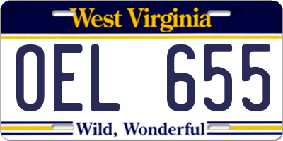 WV license plate OEL655