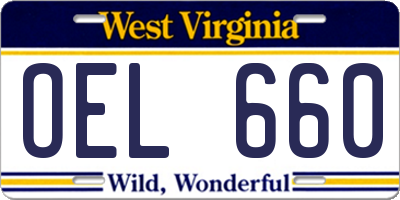 WV license plate OEL660