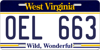 WV license plate OEL663