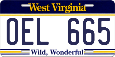 WV license plate OEL665