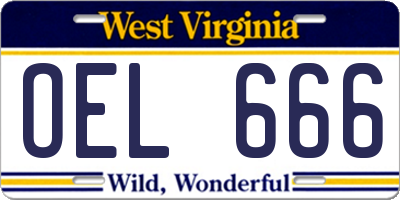 WV license plate OEL666