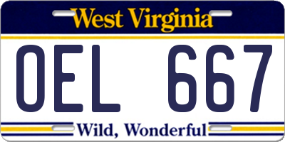 WV license plate OEL667