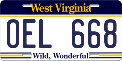 WV license plate OEL668