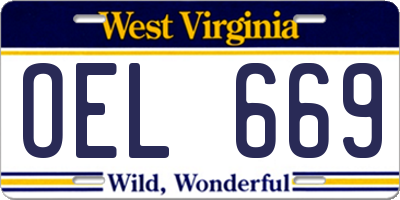WV license plate OEL669