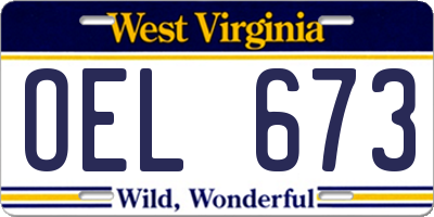 WV license plate OEL673