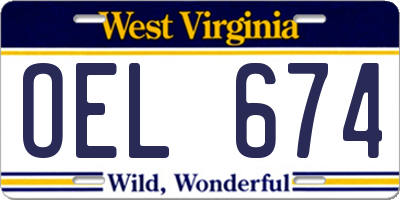 WV license plate OEL674