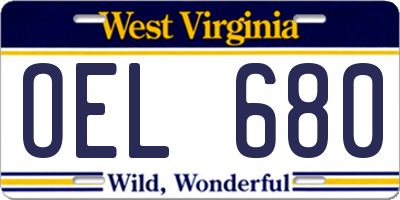 WV license plate OEL680