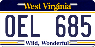 WV license plate OEL685