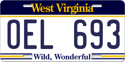WV license plate OEL693