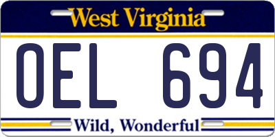 WV license plate OEL694