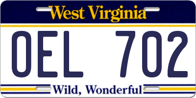 WV license plate OEL702