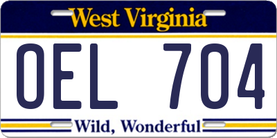 WV license plate OEL704