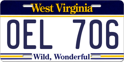 WV license plate OEL706