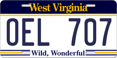 WV license plate OEL707