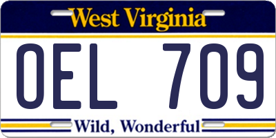 WV license plate OEL709