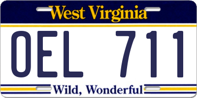 WV license plate OEL711