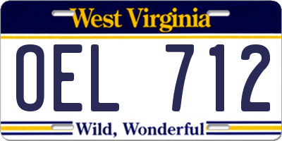 WV license plate OEL712