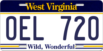WV license plate OEL720