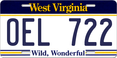WV license plate OEL722