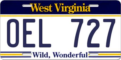WV license plate OEL727