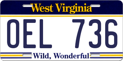 WV license plate OEL736