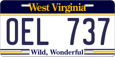 WV license plate OEL737