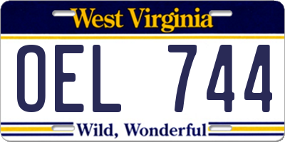 WV license plate OEL744