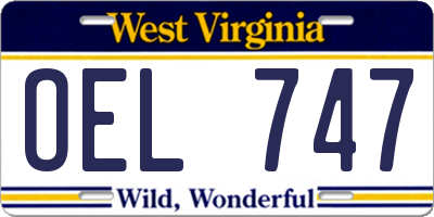 WV license plate OEL747