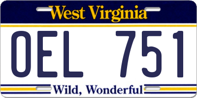 WV license plate OEL751