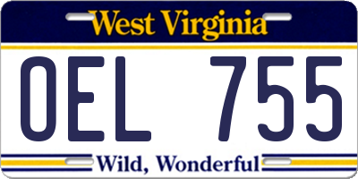 WV license plate OEL755