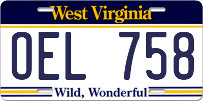 WV license plate OEL758