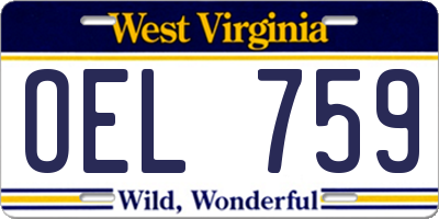WV license plate OEL759