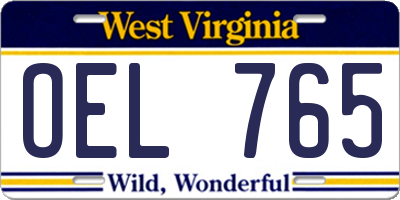 WV license plate OEL765