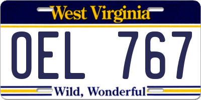 WV license plate OEL767