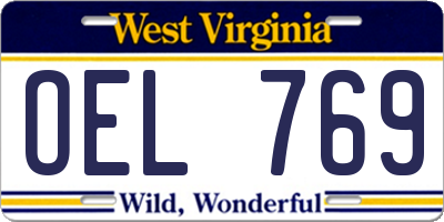 WV license plate OEL769