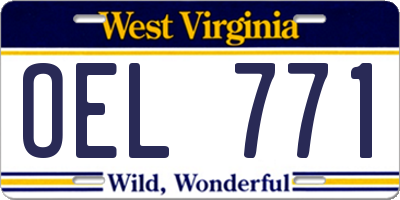 WV license plate OEL771