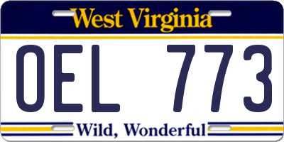 WV license plate OEL773