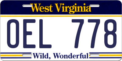 WV license plate OEL778